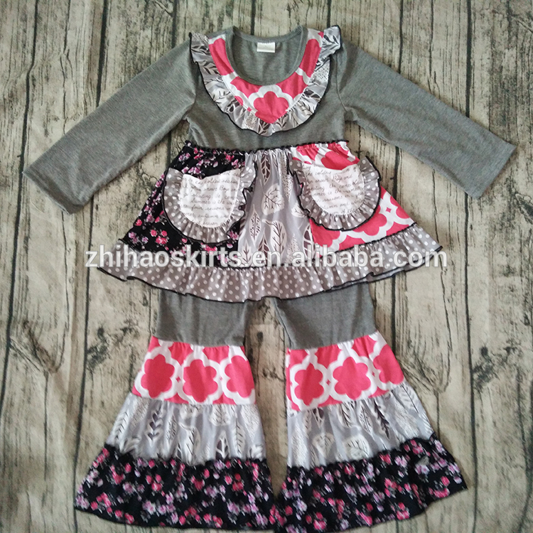 2016卸売ブティック衣類用子供フリルデザインリトルガールブティック服トレンディ赤ちゃん女の子服-キッズ服　セット問屋・仕入れ・卸・卸売り