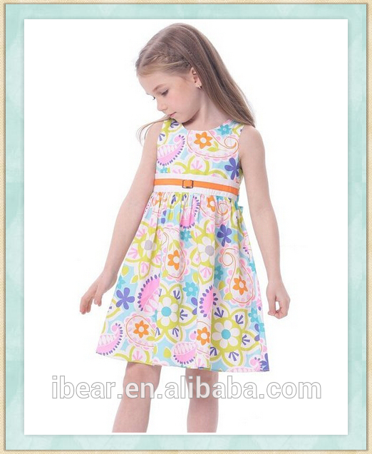 赤ちゃんでカラフルな花フロックデザイン写真夏ブティック女の子服子供フロックデザイン卸売価格からibear-ジュニア服（女）ドレス問屋・仕入れ・卸・卸売り