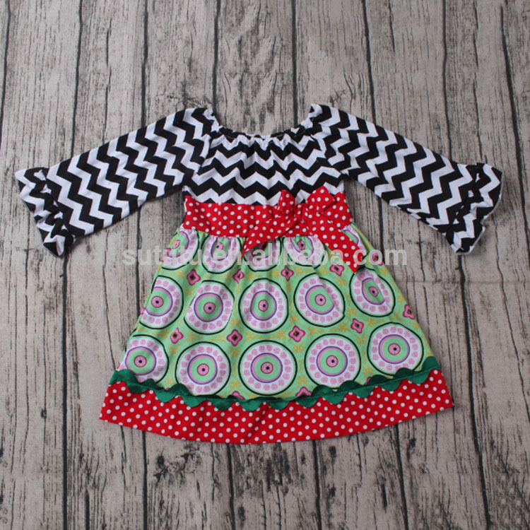 ヤギ肉赤サッシ弓felloe綿ドレスフリル秋ブティック服3年古い女の子ドレス-ジュニア服（女）ドレス問屋・仕入れ・卸・卸売り