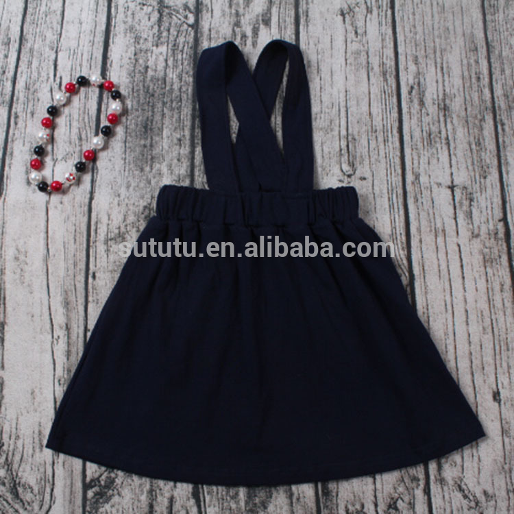 Susbenderスカートソリッドブラックコットンドレス秋ブティック女の子服-ジュニア服（女）ドレス問屋・仕入れ・卸・卸売り