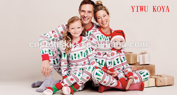 の子供の衣類のセット2015クリスマスの鹿の木パターン卸売oem家族の大人の女性のパジャマ-キッズ服　セット問屋・仕入れ・卸・卸売り