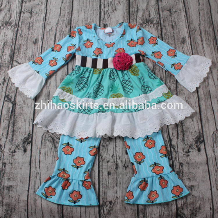 2016卸売子供ブティック服花とパイナップルプリント甘い子服繊細な花子服-キッズ服　セット問屋・仕入れ・卸・卸売り