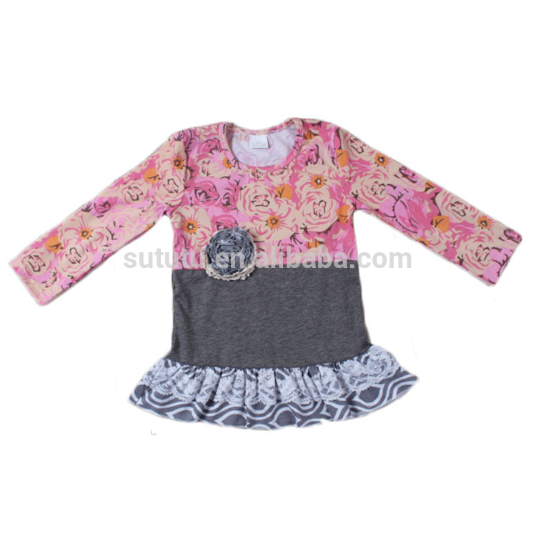 ピンクとグレー2色ドレス用冬の女の子暖かい服で冬子供パーティーweearドレス女の子のため-ジュニア服（女）ドレス問屋・仕入れ・卸・卸売り