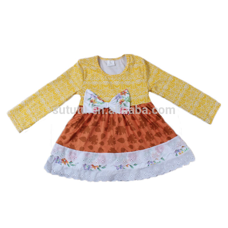 2016黄色混合色ドレスファッション冬ドレスキッズガールズイブニングドレス-ジュニア服（女）ドレス問屋・仕入れ・卸・卸売り