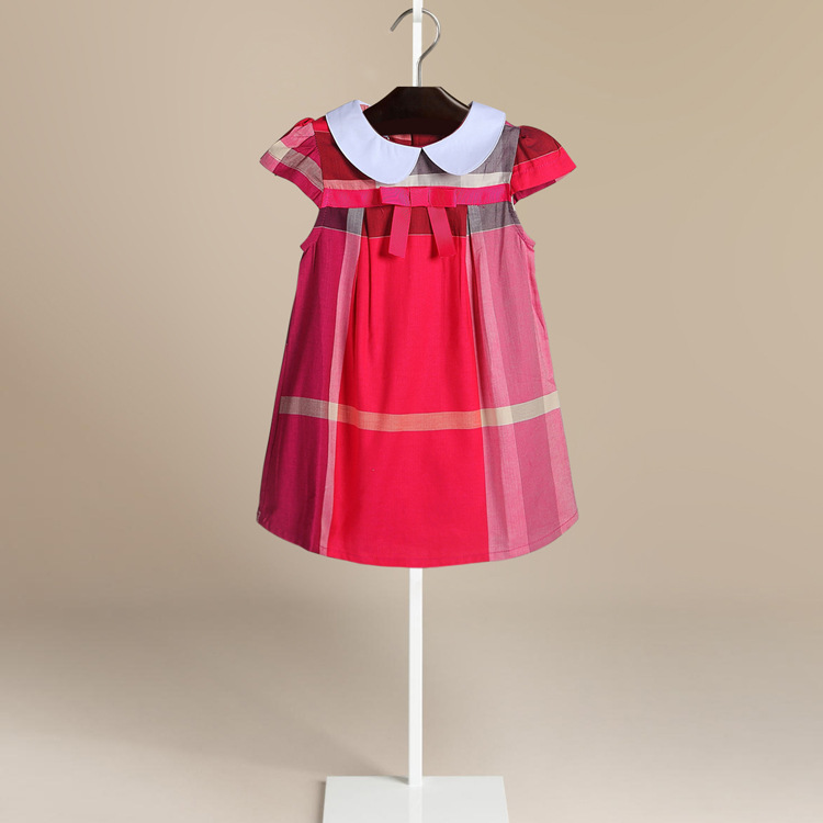 チェック柄女の子着用ドレス子供服卸売カスタム工場-ジュニア服（女）ドレス問屋・仕入れ・卸・卸売り