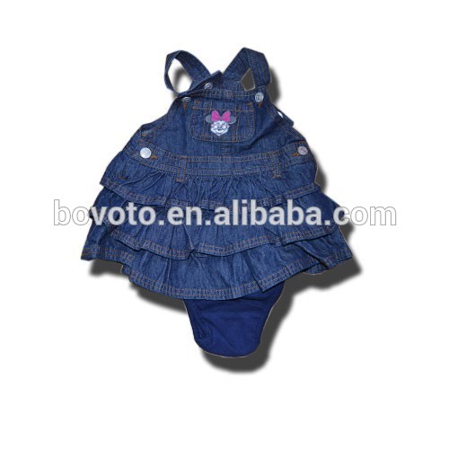 新しい赤ちゃんの女の子デニムジーンズドレス2015のサマードレスの子供たちの摩耗子供服女の子ロンパードレス-ジュニア服（女）ドレス問屋・仕入れ・卸・卸売り