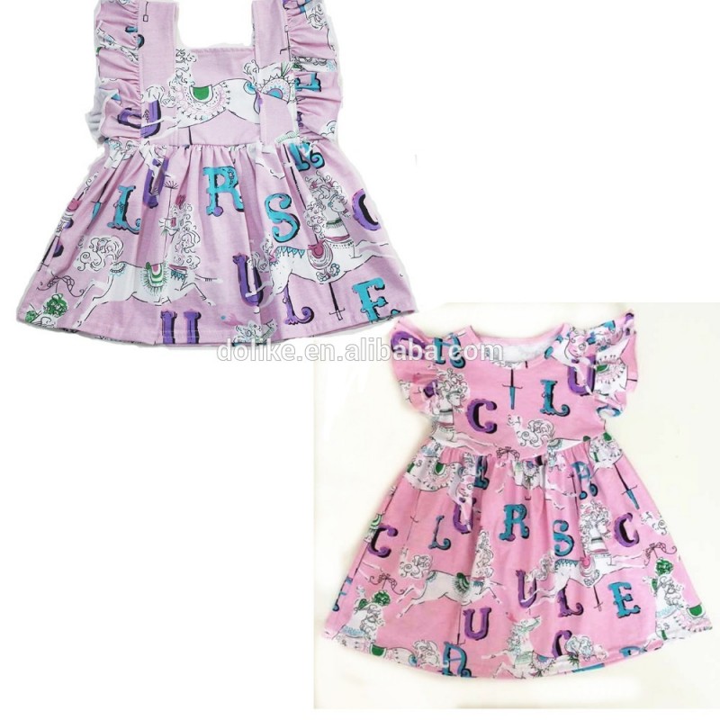 ピンク花柄子供ドレス卸売女の子カルーセルドレスブティック赤ちゃん馬ドレス-ジュニア服（女）ドレス問屋・仕入れ・卸・卸売り