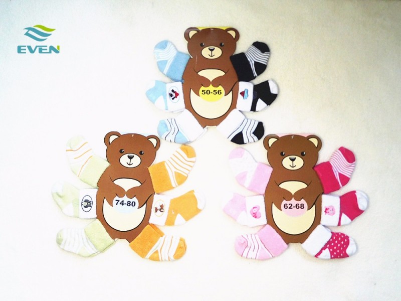 ギフトボックス6ペアベビーソックスでかわいいクマ紙を通して-ソックス問屋・仕入れ・卸・卸売り