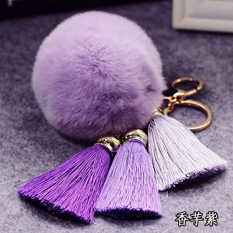 ウサギの毛皮ボールキーチェーン/カラフルなポンポンポンポンレックスウサギの毛皮のボール3タッセルバッグペンダント-その他アパレル副資材問屋・仕入れ・卸・卸売り