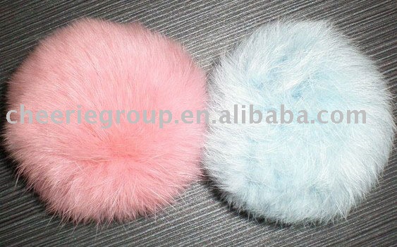 6センチ明るいピンクとブルー色ウサギの毛皮の帽子ボールポンポンpoms-その他アパレル副資材問屋・仕入れ・卸・卸売り