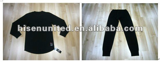 ベース- 層黒ロングスリーブメリノウールの下着-ズボン下、股引問屋・仕入れ・卸・卸売り
