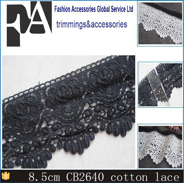 最新の衣服の付属品中国の製造業者8cm黒いレースの綿刺繍-レース問屋・仕入れ・卸・卸売り