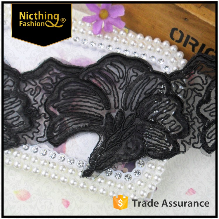 2016ファッション刺繍レーステーブルエッジングトリム、インドサリーボーダーレーストリム、ポリエステルケミカルレースNLC-092-レース問屋・仕入れ・卸・卸売り