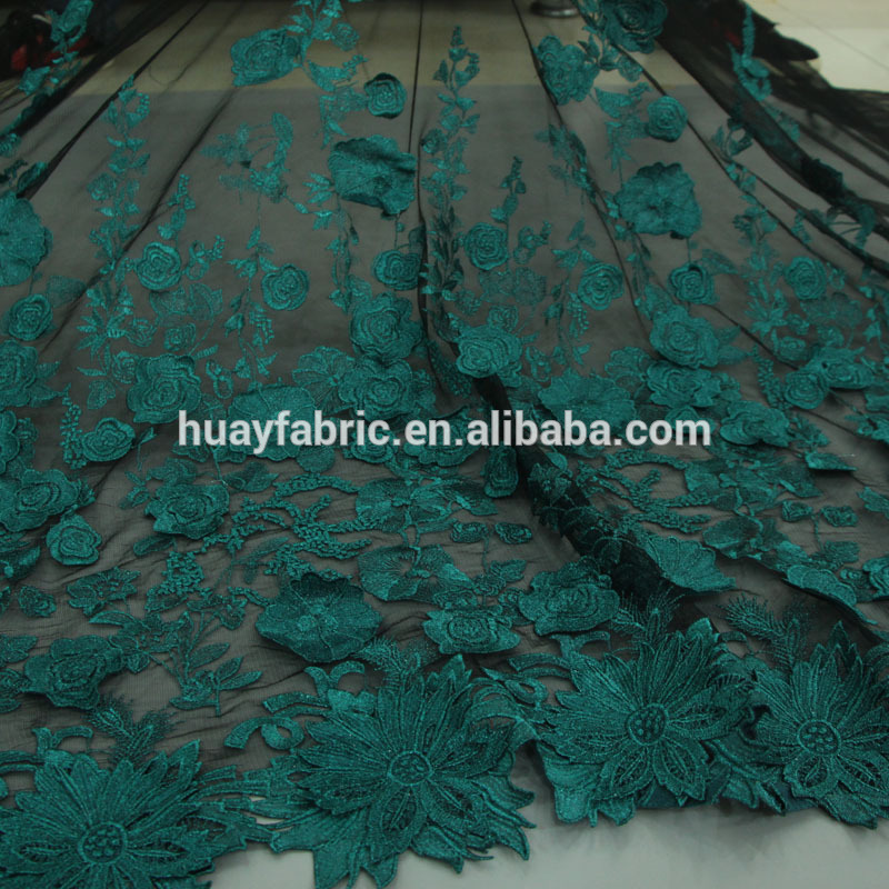最新最高等級の二重2015花の刺繍チュール生地緑hy0290-1花嫁のドレスのためのフランスのレース-レース問屋・仕入れ・卸・卸売り