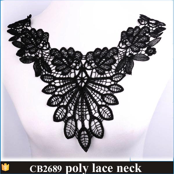 ホワイト レース刺繍花ネック ライン ネック襟ネック パッチ アップリケ トリム-レース問屋・仕入れ・卸・卸売り