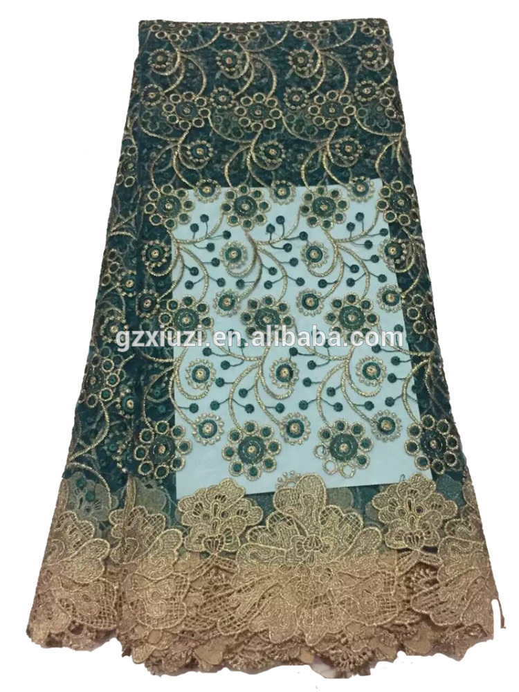 総模様の刺繍レース2016 xiuzi生地メッシュ用ウェディング、ティールグリーンaso ebiネットレースナイジェリア生地XZ118436c-1-レース問屋・仕入れ・卸・卸売り