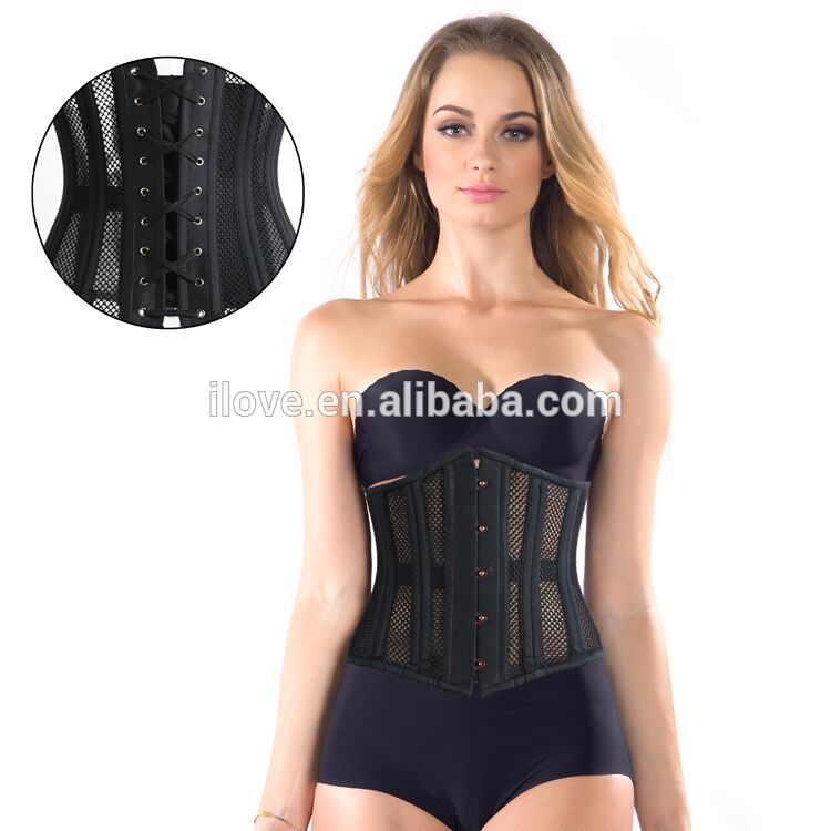 新しい到着黒色ネット布26ダブル鋼骨太女性メッシュコルセット安い価格-補正下着問屋・仕入れ・卸・卸売り