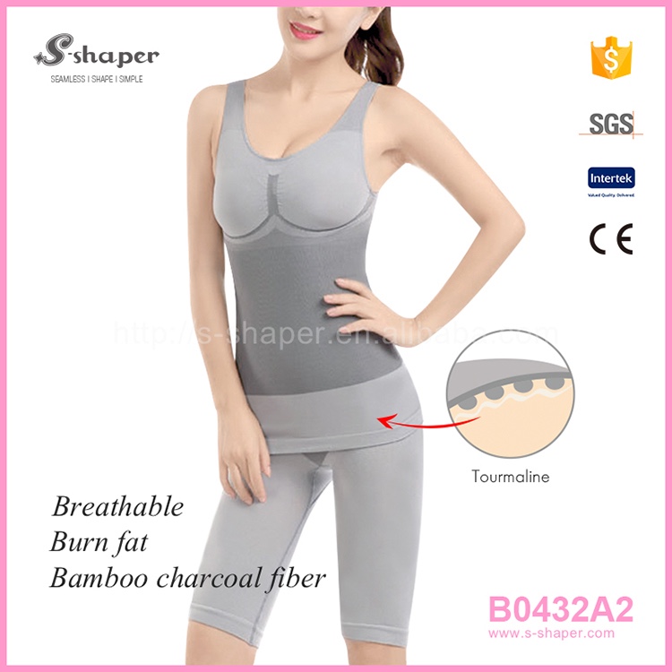 S-SHAPERスリム炭、女性トルマリンフルボディシェイパースーツ、トルマリン竹ボディスーツB0432A2-補正下着問屋・仕入れ・卸・卸売り