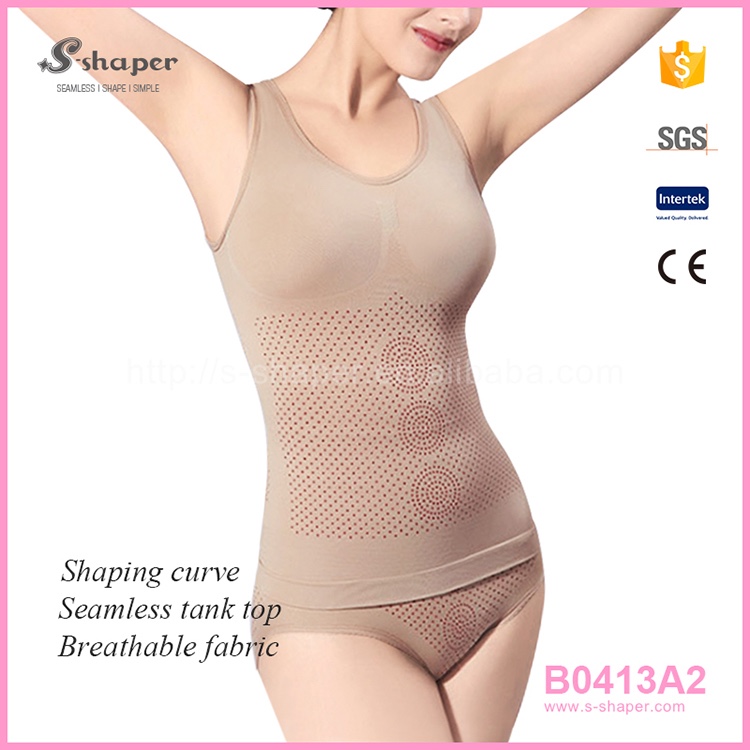 S-SHAPER女性キャミソールキャミ、ホット減量ボディスリムベスト、遠赤外線タンクトップB0413A2-補正下着問屋・仕入れ・卸・卸売り