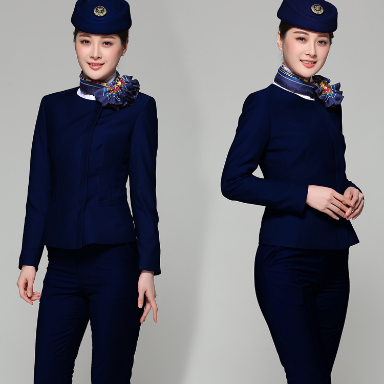 Oem供給女性飛行機作業摩耗ブルーエアホステス制服-スチュワーデス制服問屋・仕入れ・卸・卸売り