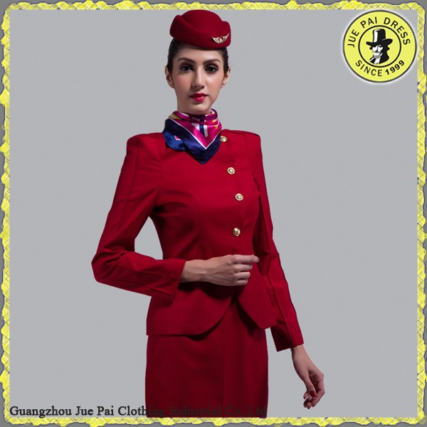 ファッションデザイン赤の女性のための航空会社の制服-スチュワーデス制服問屋・仕入れ・卸・卸売り