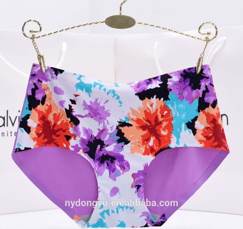 女性アイスシルクレースプリントブリーフパンティー/lyシームレスレースプリントパンティー下着/トップ品質パンティー-レディースパンティー問屋・仕入れ・卸・卸売り