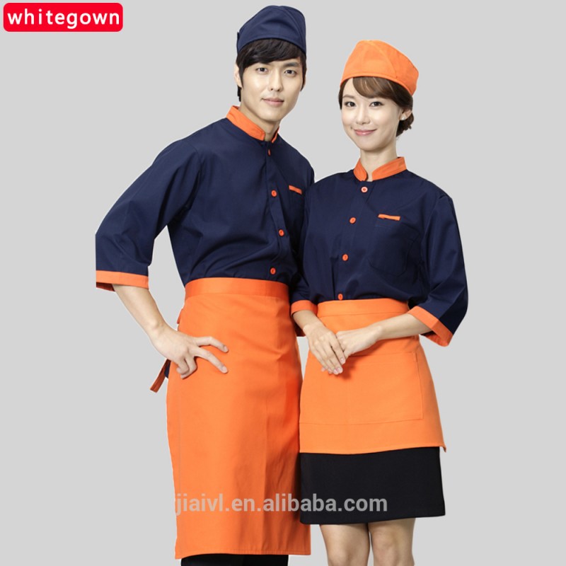 ホテルとレストラン高品質卸売シェフコート3/4スリーブ-ホテル従業員制服問屋・仕入れ・卸・卸売り