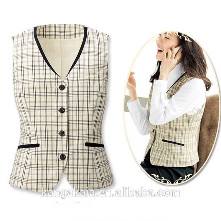 Kangakaiaカスタム新しいスタイルオフィス制服チョッキ卸売WVESTOU4441-ホテル従業員制服問屋・仕入れ・卸・卸売り