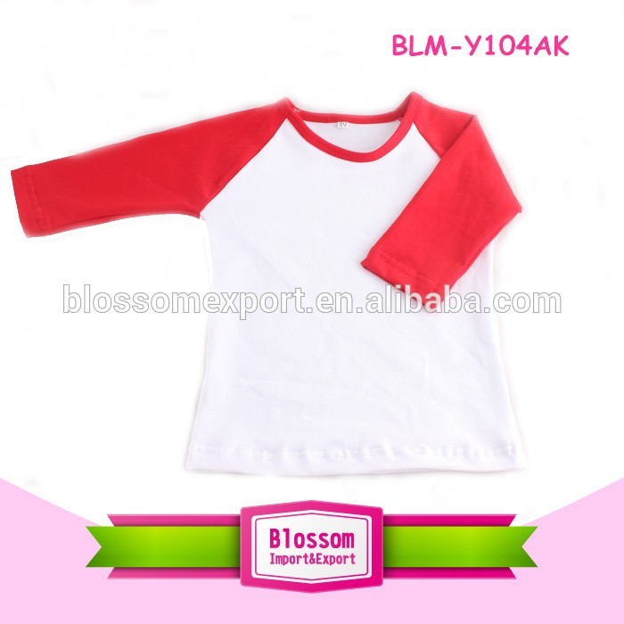 2016最新到着高品質赤ちゃんラグランシャツ綿子供のブランクアンダーシャツ赤ラグラン袖白トップス赤ちゃんシャツ-問屋・仕入れ・卸・卸売り