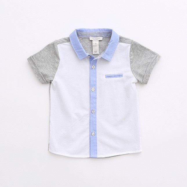 夏の男の子のためのプレーンtシャツを固体コントラストカラートップス-ベビーシャツ、トップス問屋・仕入れ・卸・卸売り