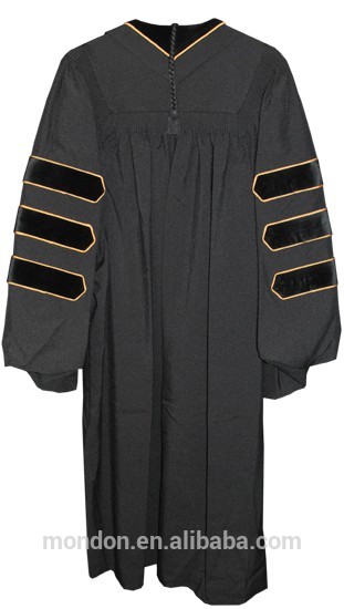 卒業博士ローブでカフ袖黒ベルベット人ごみ-学生服問屋・仕入れ・卸・卸売り