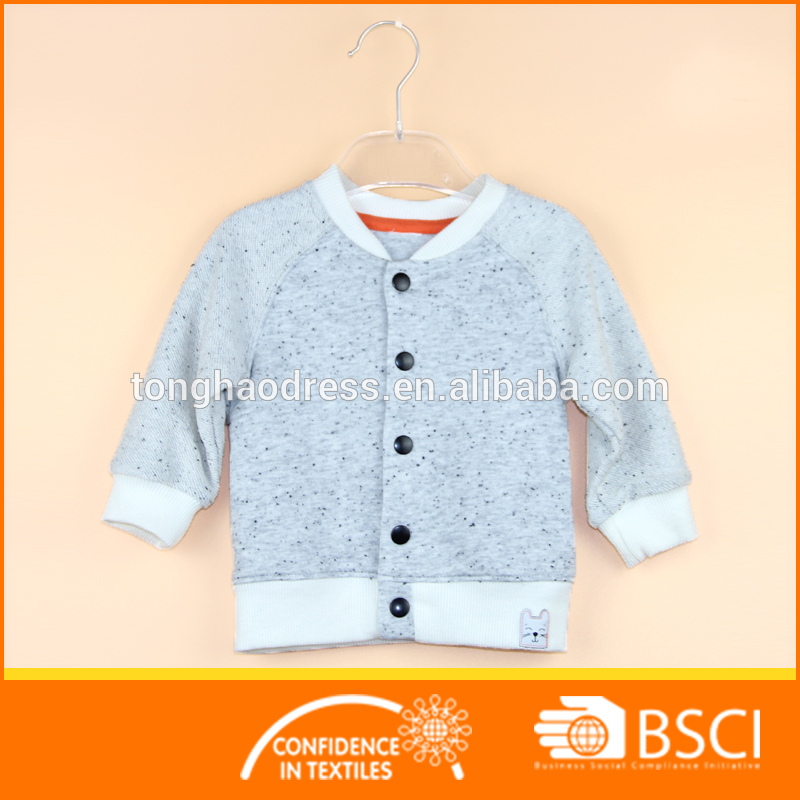 幼児赤ちゃんジャケットメランジュグレーファンシースナップ衣装服-ベビージャケット、コート問屋・仕入れ・卸・卸売り