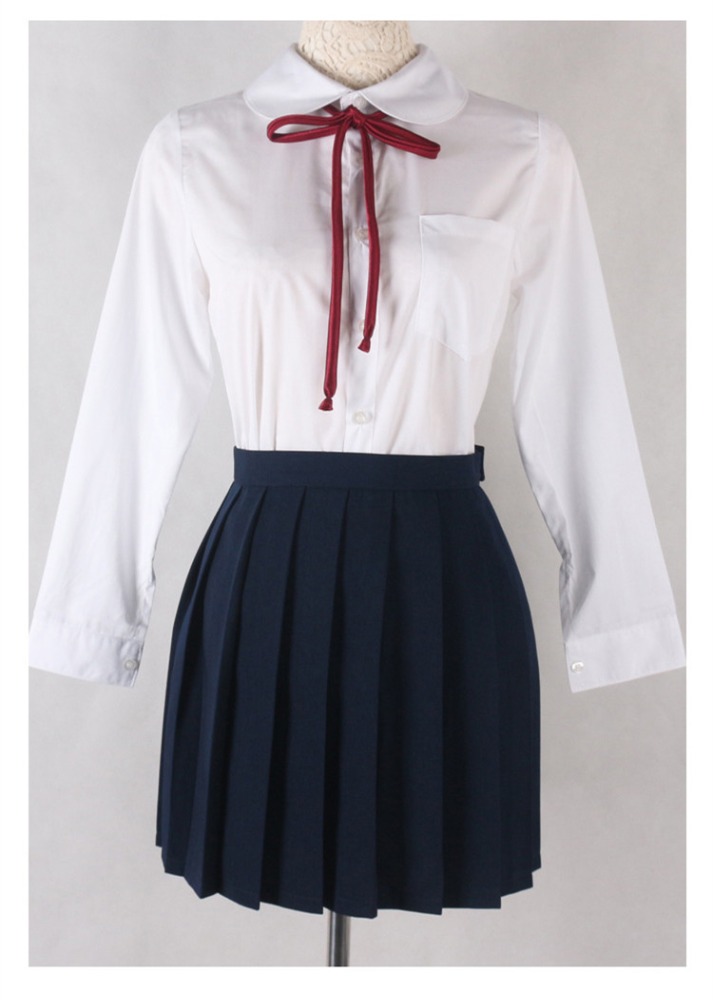 学校供給女の子学校の制服サンプルでシャツプリーツスカートネクタイ-学生服問屋・仕入れ・卸・卸売り