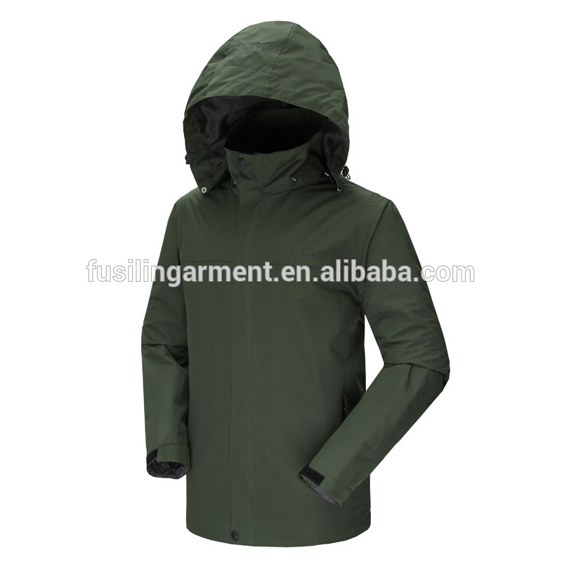 メンズアウトドア防水性と防風性hoodied2イン1オリーブグリーンミリタリージャケット-軍服問屋・仕入れ・卸・卸売り