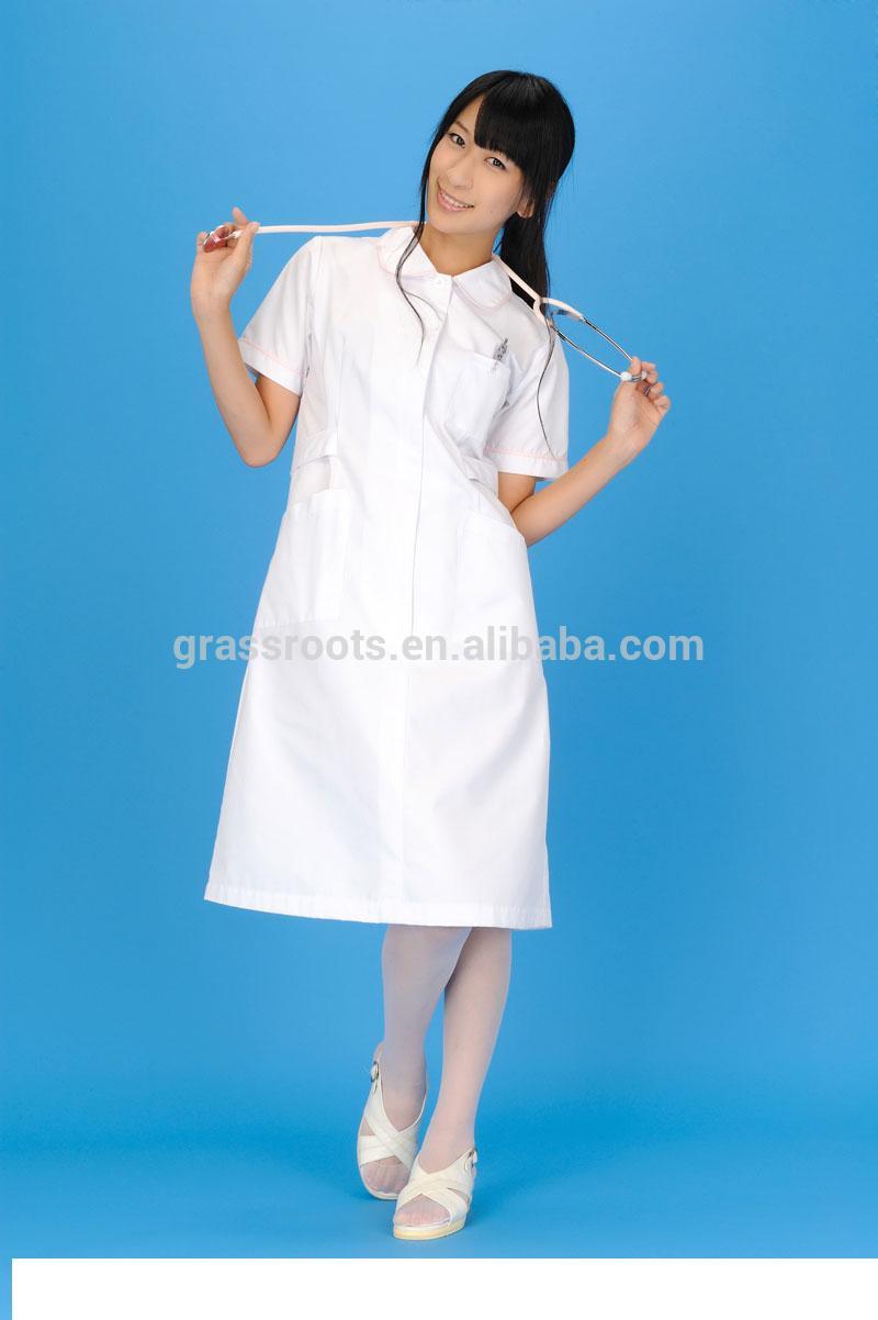 ポリエステル綿の作業女性デザイン看護婦の白いユニフォーム( uu- 315)-医療スタッフ制服問屋・仕入れ・卸・卸売り