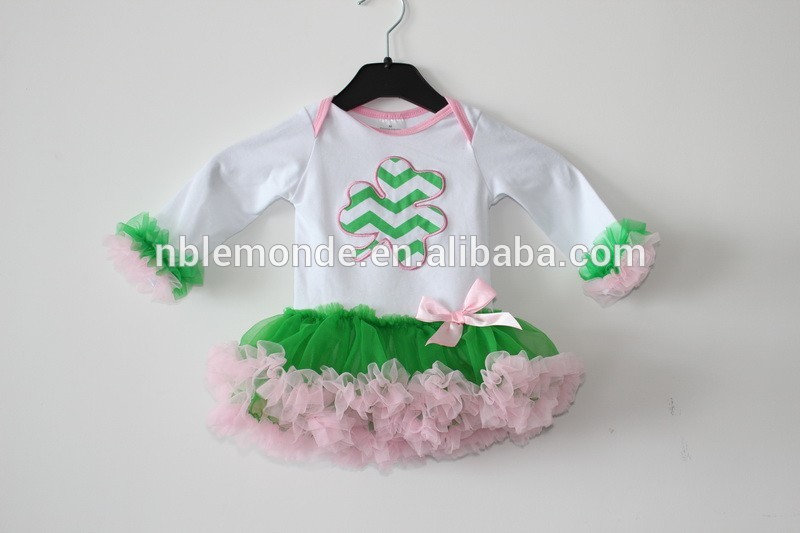 stpatricks日葉のクローバージャンプスーツボディスーツのための赤ん坊の服の女の子の服-プラスサイズドレス、スカート問屋・仕入れ・卸・卸売り