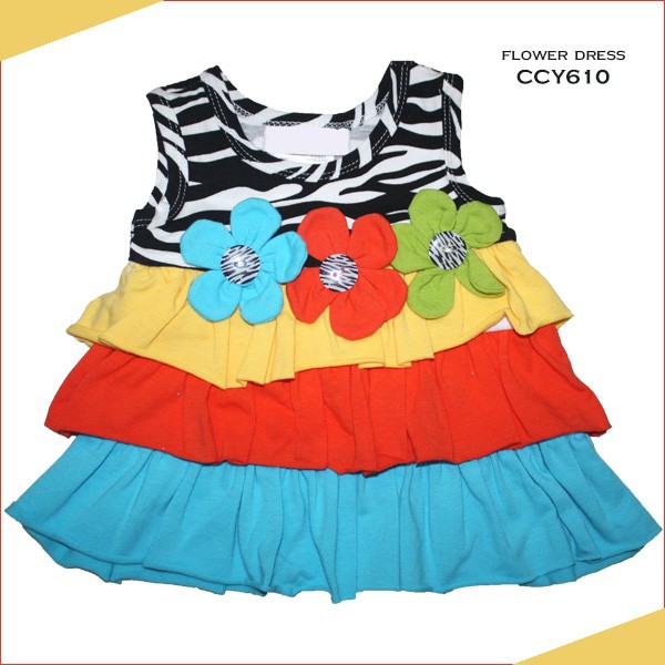 幼児のブティックファッションカラフルな小さな赤ちゃんのために素敵な花のドレス-ベビードレス問屋・仕入れ・卸・卸売り