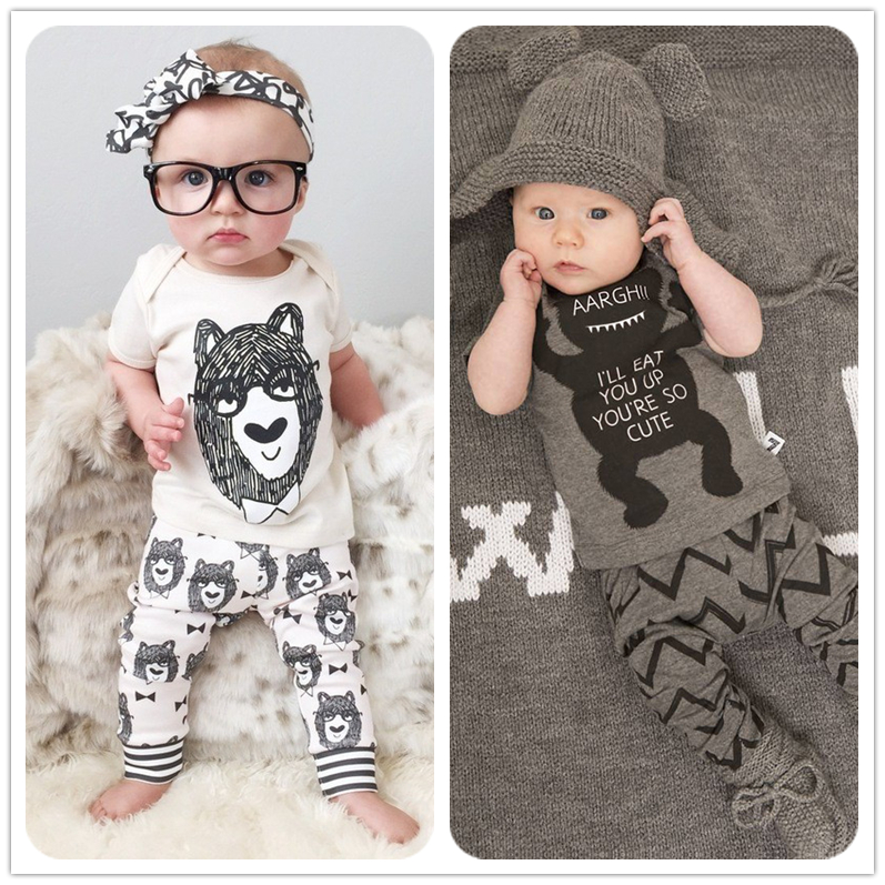 赤ちゃんかわいいクマプリント綿の幼児の男の子の衣類-ベビー服セット問屋・仕入れ・卸・卸売り
