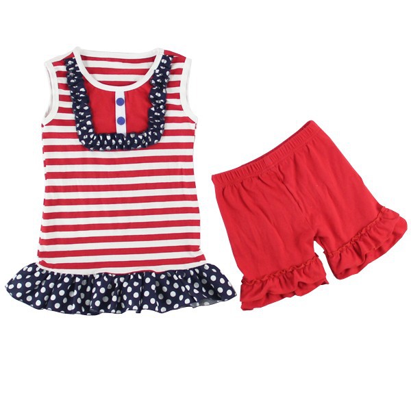 夏新デザイン2014年バルク卸売愛国的な子供服-ベビー服セット問屋・仕入れ・卸・卸売り
