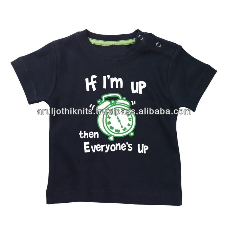 赤ちゃん男の子のカスタム印刷されたtシャツのショルダー付きスナップオープン-ベビーTシャツ問屋・仕入れ・卸・卸売り