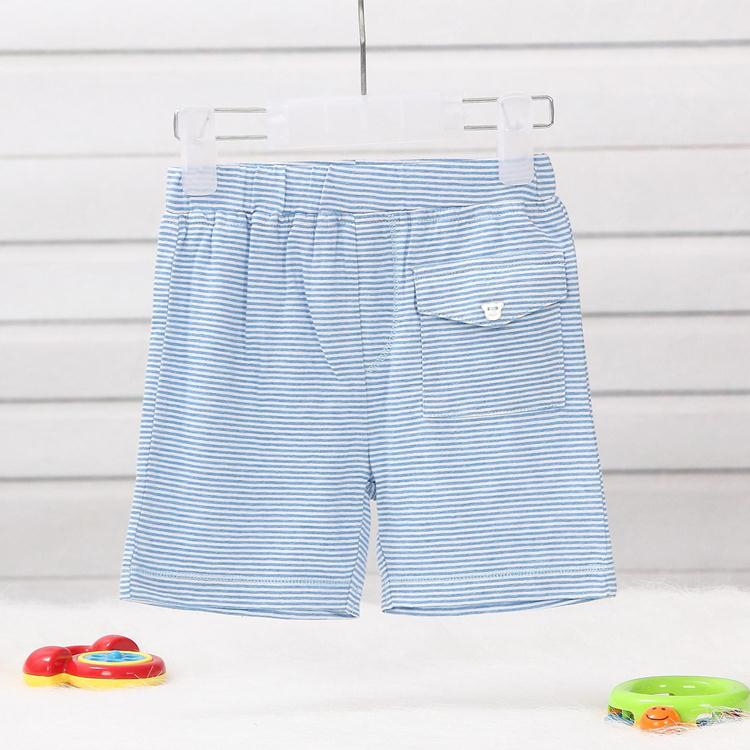 赤ちゃん男の子のショートパンツ、ストライプ、糸染め、夏カジュアルウェア、ソフト、コーマ糸、100%綿ニットジャージ-ベビーズボン、半ズボン問屋・仕入れ・卸・卸売り