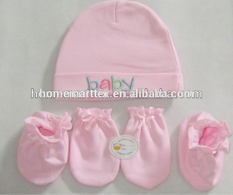 100%コットンソフト新生児のギフトセット用ベビー帽子と赤ちゃん靴下-ベビー服セット問屋・仕入れ・卸・卸売り
