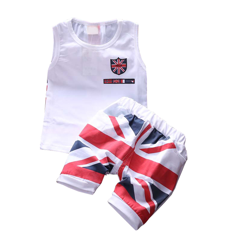 幼児の衣類セットイギリス国旗ノースリーブの男の子服スーツ-ベビー服セット問屋・仕入れ・卸・卸売り