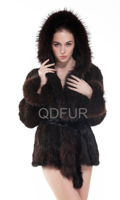 QD30408熱い販売中国メーカーファンシー女性毛皮ミンクコート付きフード-コート問屋・仕入れ・卸・卸売り
