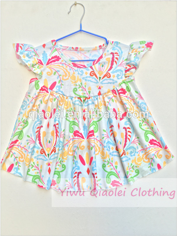 フラッター袖花子供ブティック服夏2016幼児フォーマルなパーティードレス-ベビー服セット問屋・仕入れ・卸・卸売り