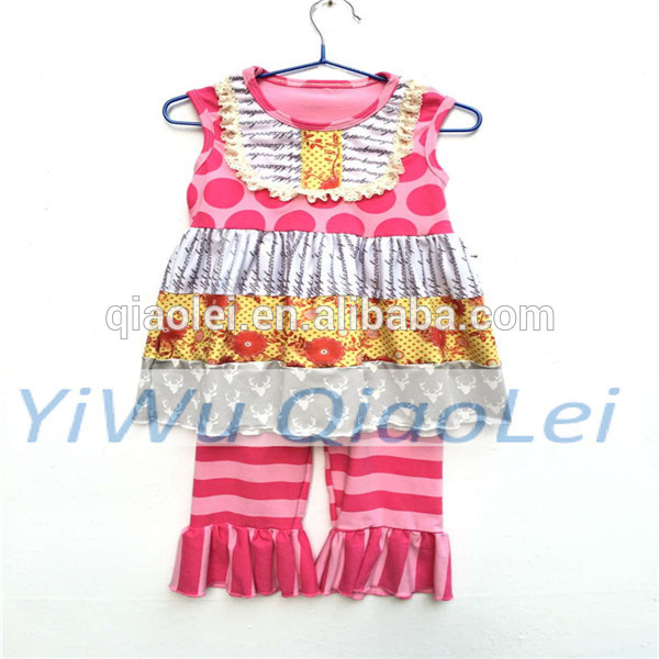 ホット販売女の赤ちゃん服セットノースリーブストライプトップとポルカドットパンツ夏女の子ブティック衣装-ベビー服セット問屋・仕入れ・卸・卸売り