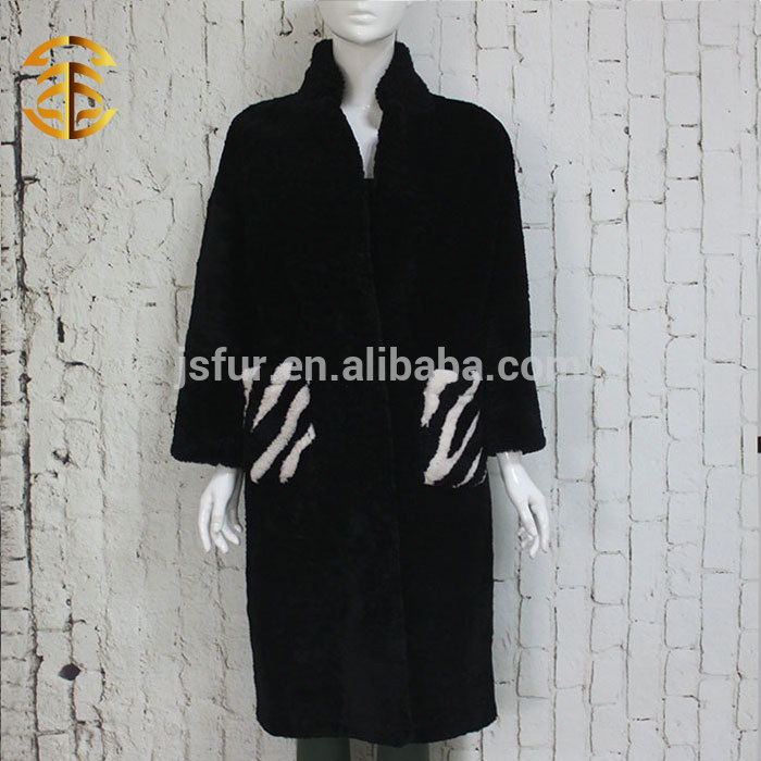 euのファッションエレガントなゼブラパターン純正全オーバーコート羊のコートの女性-コート問屋・仕入れ・卸・卸売り