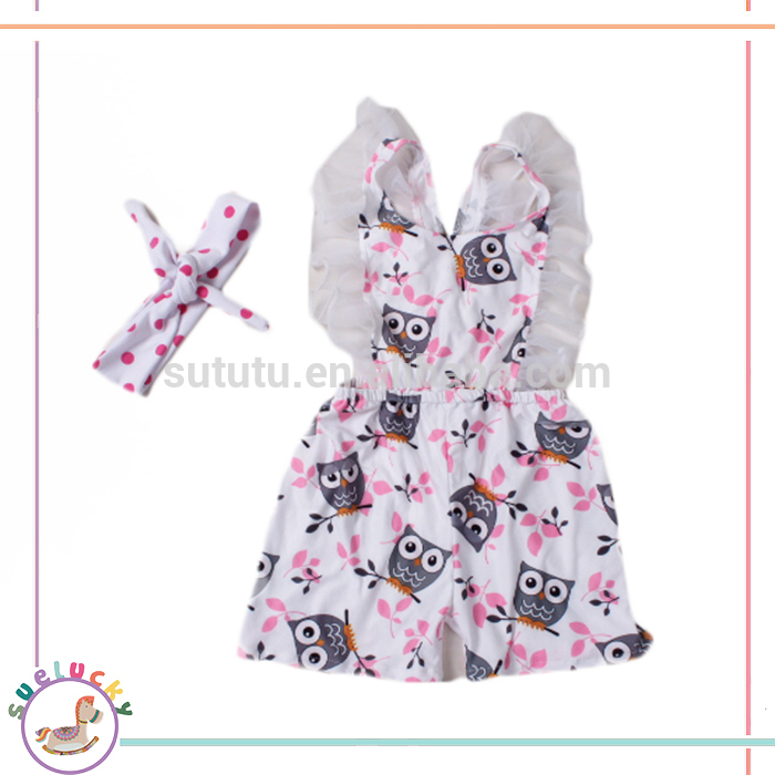 ブティックワンピース動物フクロウレースジャンプスーツハンドウェア100%綿の女の子の服赤ちゃん服ロンパース-ベビーロンパース問屋・仕入れ・卸・卸売り
