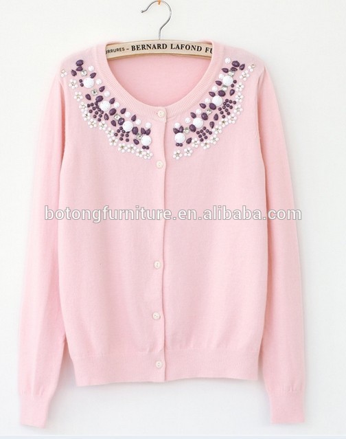 Manual beading knit cardigan cashmere sweater-セーター問屋・仕入れ・卸・卸売り