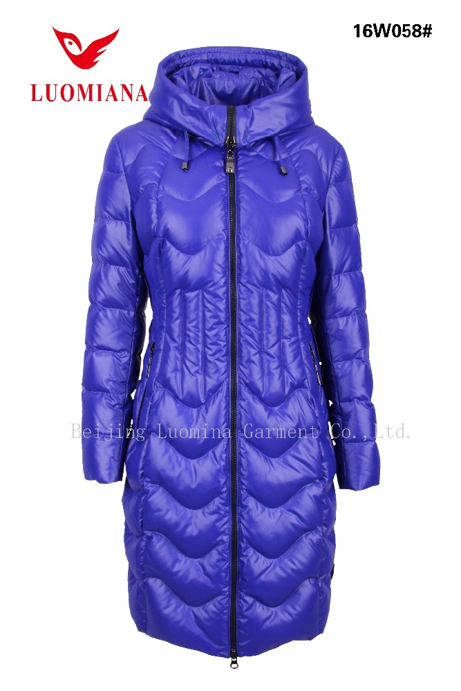 女性のファッション冬ダウンオーバーコートと大きなサイズの女性服でシニー生地ナイロン-コート問屋・仕入れ・卸・卸売り